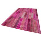 205x304 cm Kırk Yama Pembe Yama Pamuklu Yün El Dokuma Modern Geometrik Etnik Eskitme Desenli Boho Oturma Odası Salon Yolluk Koridor Mutfak Halısı