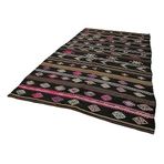 205x338 cm Çizgili Kilim Siyah Çizgili Yün El Dokuma Modern Geometrik Etnik Eskitme Desenli Boho Oturma Odası Salon Yolluk Koridor Mutfak Halısı