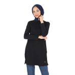 2064_Baskılı Kaşkorse Tesettür Tunik, 00100 Siyah, 42