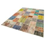 206x297 cm Kırk Yama Turuncu Yama Pamuklu Yün El Dokuma Modern Geometrik Etnik Eskitme Desenli Boho Oturma Odası Salon Yolluk Koridor Mutfak Halısı