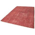 206x302 cm Geometrik Halı Kırmızı Geometrik Yün El Dokuma Modern Geometrik Etnik Eskitme Desenli Boho Oturma Odası Salon Yolluk Koridor Mutfak Halısı