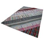 206x304 cm Kırk Yama Gri Yama Pamuklu Yün El Dokuma Modern Geometrik Etnik Eskitme Desenli Boho Oturma Odası Salon Yolluk Koridor Mutfak Halısı