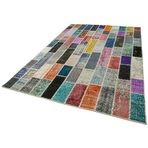 206x306 cm Kırk Yama Siyah Yama Pamuklu Yün El Dokuma Modern Geometrik Etnik Eskitme Desenli Boho Oturma Odası Salon Yolluk Koridor Mutfak Halısı