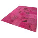 207x299 cm Kırk Yama Pembe Yama Pamuklu Yün El Dokuma Modern Geometrik Etnik Eskitme Desenli Boho Oturma Odası Salon Yolluk Koridor Mutfak Halısı