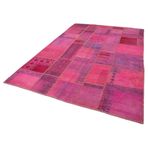 207x304 cm Kırk Yama Pembe Yama Pamuklu Yün El Dokuma Modern Geometrik Etnik Eskitme Desenli Boho Oturma Odası Salon Yolluk Koridor Mutfak Halısı