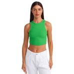 20820 Dikiş Efektli Crop Top-Yeşil 36