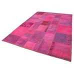 208x304 cm Kırk Yama Pembe Yama Pamuklu Yün El Dokuma Modern Geometrik Etnik Eskitme Desenli Boho Oturma Odası Salon Yolluk Koridor Mutfak Halısı