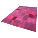 208x306 cm Kırk Yama Pembe Yama Pamuklu Yün El Dokuma Modern Geometrik Etnik Eskitme Desenli Boho Oturma Odası Salon Yolluk Koridor Mutfak Halısı