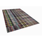 208x307 cm Kırk Yama Gri Yama Pamuklu Yün El Dokuma Modern Geometrik Etnik Eskitme Desenli Boho Oturma Odası Salon Yolluk Koridor Mutfak Halısı