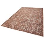 208x308 cm Geometrik Halı Kahverengi Geometrik Yün El Dokuma Modern Geometrik Etnik Eskitme Desenli Boho Oturma Odası Salon Yolluk Koridor Mutfak Halısı