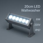 20CM 6W LED Wallwasher Beyaz 6500K | Dış Cephe, Minare, Bahçe Aydınlatma | Iç-Dış Kullanım IP65 - 6500K - Beyaz Işık