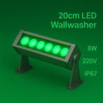 20CM 6W LED Wallwasher Yeşil | Dış Cephe, Minare, Bahçe Aydınlatma | Iç-Dış Kullanım IP65