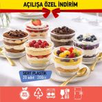 20’li Ayaklı Kase, Mika Sert Plastik Şeffaf, 200CC Tatlı Meze Salata Çerez Dondurma - 20 Adet