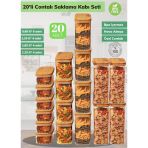 20’Li Erzak Saklama Kabı Seti Bpa Free Bakliyat Kutusu Hava Almaz