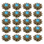 20'li Set Papatya Dekoratif Conchos Tokaları Deri El Sanatları için Vintage Doku (Mavi)