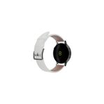 20mm Kordon Genişliği Olan Saatlerle Uyumlu 20 Mm Hakiki Deri Düz Beyaz Kordon Silver Toka