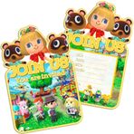 20Packs Animal-Crossing Doğum Günü Davetiye Kartları Hayvan Geçişi Davetiye Kartları