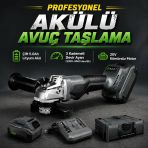 20V Kömürsüz Akülü Avuç Taşlama Makinesi 115 Mm 2X5ah Akü Şarjlı Spiral Taşlama 9500 Dev/Dk