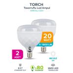 20W Kristal Tasarruflu E27 Beyaz Işık Torch Led Ampul 2 Adet