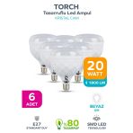 20W Kristal Tasarruflu E27 Beyaz Işık Torch Led Ampul 6 Adet