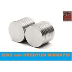 20X2 Mm Yuvarlak Güçlü Neodyum Mıknatıs-50 Adet