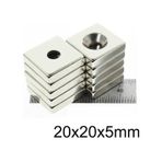20X20X5-5Mm Havşa Delikli Neodyum Güçlü Mıknatıs - Neodim Magnet