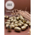20X30 mm Oval Ahşap Boncuk (13 Adet) Makrome Çanta Tasarım Tahta Boncuk Delik Çapı 7 mm - Altın Sarı