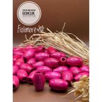 20X30 mm Oval Ahşap Boncuk (13 Adet) Makrome Çanta Tasarım Tahta Boncuk Delik Çapı 7 mm - Fuşya