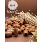 20X30 mm Oval Ahşap Boncuk (13 Adet) Makrome Çanta Tasarım Tahta Boncuk Delik Çapı 7 mm - Taba - Kahve