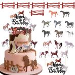 21 adet at pasta dekorasyonu, vahşi hayvan, pasta dekorasyonu, at, çit, doğum günü, pasta süsü, gerçekçi mikro kozmos, Cupcake Toppers safari temalı bebek duşu, çocuk doğum günü partisi pasta