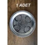 21 cm - Otantik Desenli Krom Çelik Meze ve Servis Tabağı - 1 Adet