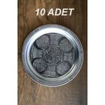 21 cm - Otantik Desenli Krom Çelik Meze ve Servis Tabağı - 10 Adet