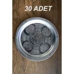 21 cm - Otantik Desenli Krom Çelik Meze ve Servis Tabağı - 30 Adet