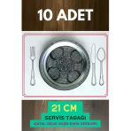 21 Cm - Otantik Desenli Krom Çelik Meze Ve Servis Tabağı