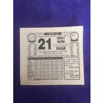 21 Ekim 2001 Takvim Yapragi - Nostalji Koleksiyonluk Takvim Yapragi B