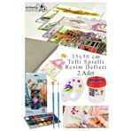 21 Renk Brons Sulu Boya 35X50 Cm Telli Spralli Resim Defteri Resim Paleti Resim Fırçası Temizleme Kabı Suluboya Okul