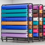 210cm Ağır Hizmet Tipi Kumaş Rulo Depolama Rafı, Vinil, Deri, Cam Filmi ve Duvar Kağıdı için Ayarlanabilir Asma Çubuklar - Ticari Çelik Düzenleyici (18 Çubuk)