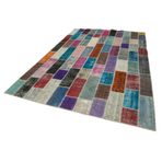 210x316 cm Kırk Yama Gri Yama Pamuklu Yün El Dokuma Modern Geometrik Etnik Eskitme Desenli Boho Oturma Odası Salon Yolluk Koridor Mutfak Halısı