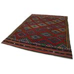 211x268 cm Geometrik Kilim Beyaz Geometrik Yün El Dokuma Modern Geometrik Etnik Eskitme Desenli Boho Oturma Odası Salon Yolluk Koridor Mutfak Halısı