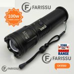 212 Farissu 100W Lazer LED El Feneri - 2200 Metre Menzil, 7200MAH Powerbank Özellikli, Dijital Göstergeli ve 5 Mod - 1 adet - 0 - Siyah