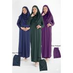 2133_Tek Parça Kaymaz Başörtülü Namaz Tesettür Elbisesi Boneye Son, 00559 Laci-Zümrüt-Mor, 2XL/3XL
