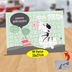 2147 Happy Birthday Partideki Zebra 99 Parça Puzzle Yapboz Tablo