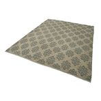 214x284 cm Kareli Kilim Bej Kareli Yün El Dokuma Modern Geometrik Etnik Eskitme Desenli Boho Oturma Odası Salon Yolluk Koridor Mutfak Halısı