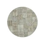 215x215 cm Kırk Yama Gri Yama Pamuklu El Yapımı Yuvarlak Alan Halısı