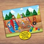 21623 Çocuklar Oyun Parkında Çocuklara Özel Puzzle Yapboz Tablo