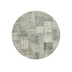 216x216 cm Kırk Yama Gri Yama Pamuklu El Yapımı Yuvarlak Alan Halısı