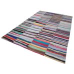 216x318 cm Kırk Yama Gri Yama Pamuklu Yün El Dokuma Modern Geometrik Etnik Eskitme Desenli Boho Oturma Odası Salon Yolluk Koridor Mutfak Halısı