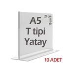 21x15 cm A5 T-Tipi Yatay Şeffaf Föylük Menü Broşürlük Etiketlik (10 Adet)