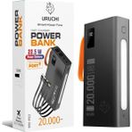 22.5W Pd 3.0 Hızlı Şarj Powerbank, Kablolu Model, Gerçek 20.000 Mah Kapasite, 15/16 Serisi ile Type-C Uyumlu, Qc2.0 Destekli Taşınabilir Şarj Cihazı, Siyah