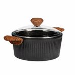 22 cm Febern Premium Bio Granit Alüminyum Döküm Nisch Tencere (Siyah)